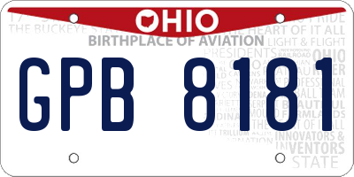 OH license plate GPB8181