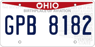 OH license plate GPB8182