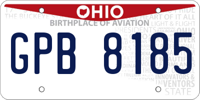 OH license plate GPB8185
