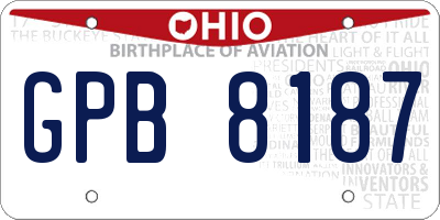 OH license plate GPB8187