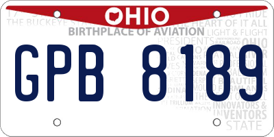 OH license plate GPB8189