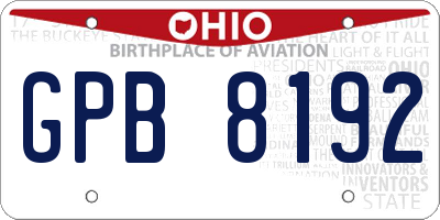 OH license plate GPB8192