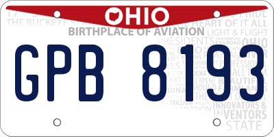 OH license plate GPB8193