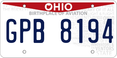 OH license plate GPB8194