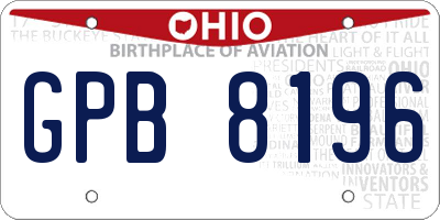 OH license plate GPB8196
