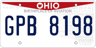 OH license plate GPB8198