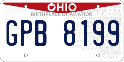 OH license plate GPB8199