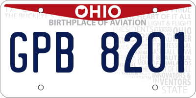 OH license plate GPB8201