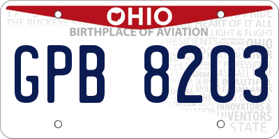 OH license plate GPB8203