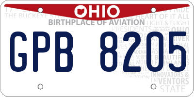 OH license plate GPB8205