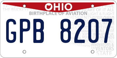 OH license plate GPB8207
