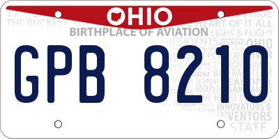 OH license plate GPB8210