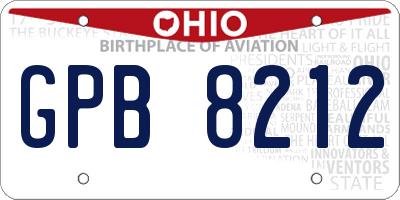 OH license plate GPB8212