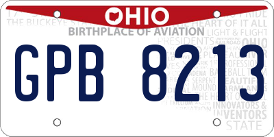 OH license plate GPB8213
