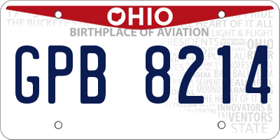 OH license plate GPB8214