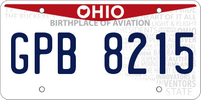 OH license plate GPB8215