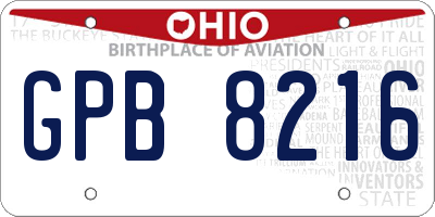 OH license plate GPB8216