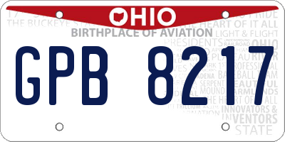 OH license plate GPB8217