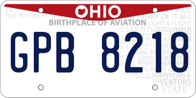 OH license plate GPB8218