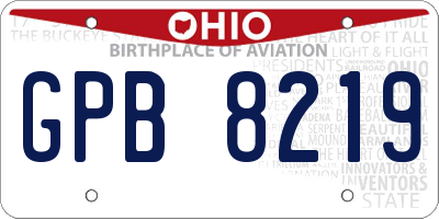 OH license plate GPB8219