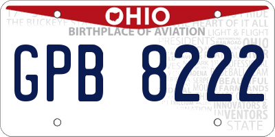 OH license plate GPB8222