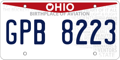 OH license plate GPB8223