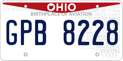 OH license plate GPB8228