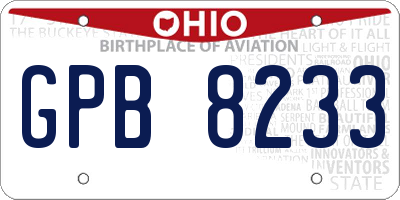 OH license plate GPB8233