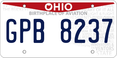 OH license plate GPB8237