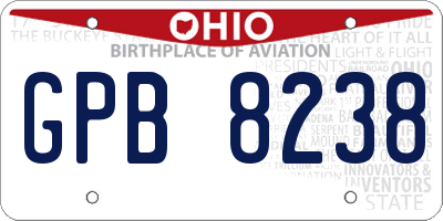OH license plate GPB8238