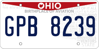 OH license plate GPB8239