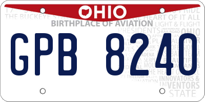 OH license plate GPB8240