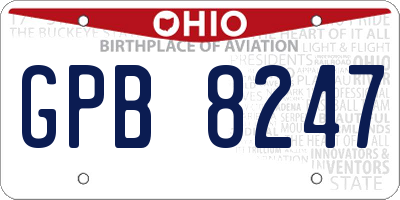OH license plate GPB8247