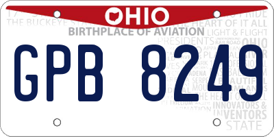 OH license plate GPB8249