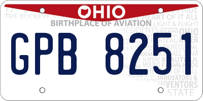 OH license plate GPB8251