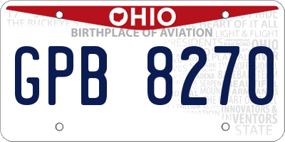 OH license plate GPB8270
