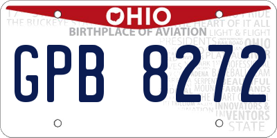 OH license plate GPB8272