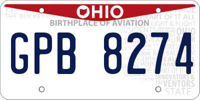 OH license plate GPB8274