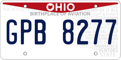 OH license plate GPB8277