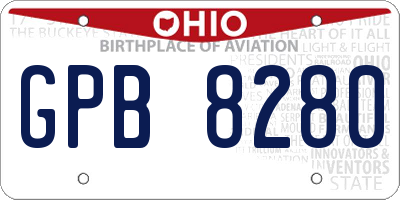 OH license plate GPB8280