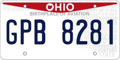 OH license plate GPB8281