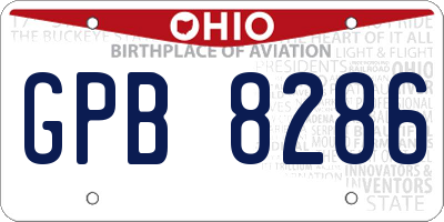 OH license plate GPB8286