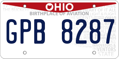 OH license plate GPB8287