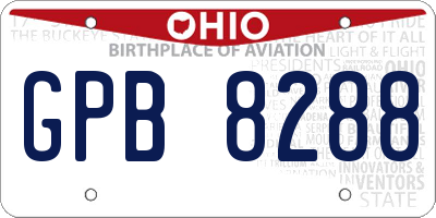OH license plate GPB8288