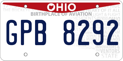 OH license plate GPB8292