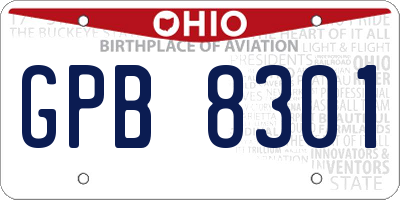 OH license plate GPB8301