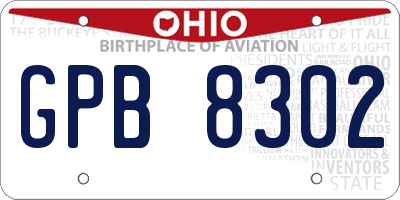 OH license plate GPB8302