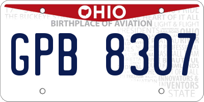 OH license plate GPB8307