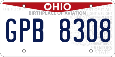 OH license plate GPB8308