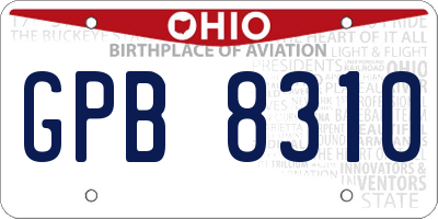 OH license plate GPB8310
